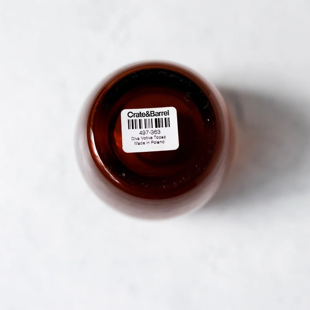 Crate & Barrel Diva votive topaz glass made in Poland
